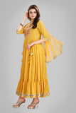Stunning Yellow Anarkali Suit With Silver Sequins