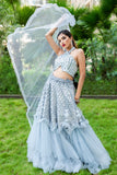 Grey Halter Neck Lehenga