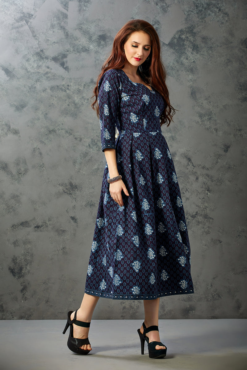 Midnight Blue Dress with Sweetheart Neck