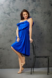 Blue One Shoulder Short Dress