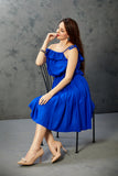 Blue One Shoulder Short Dress
