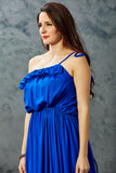 Blue One Shoulder Short Dress