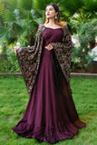Burgundy Gown with Cape