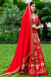 Red Zardozi Lehenga