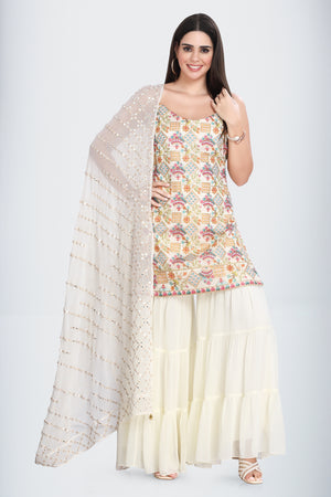 Classic White Sharara Set