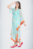 Blue Floral One-Sided Kaftan Set