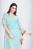 Blue Floral One-Sided Kaftan Set