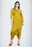 Boho-Chic Mustard Yellow Asymmetrical Kurta Set