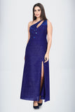 Radiant Blue Shimmer Evening Gown