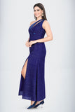 Radiant Blue Shimmer Evening Gown