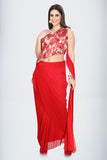 Modern Red Saree Set