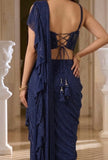 Midnight Sapphire Shimmer Saree