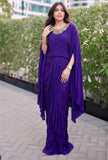 Electric Purple Cape Dhoti Dress