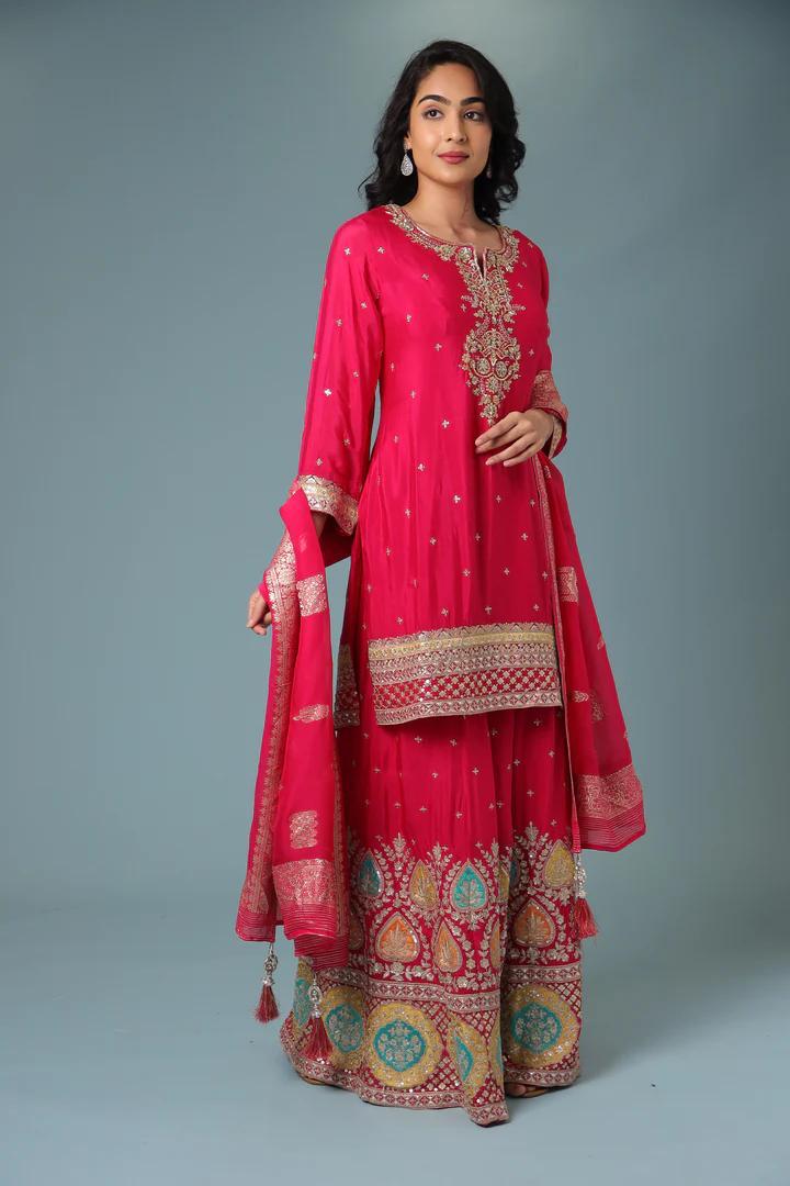 Fuchsia Pink Sharara Set