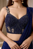 Midnight Sapphire Shimmer Saree