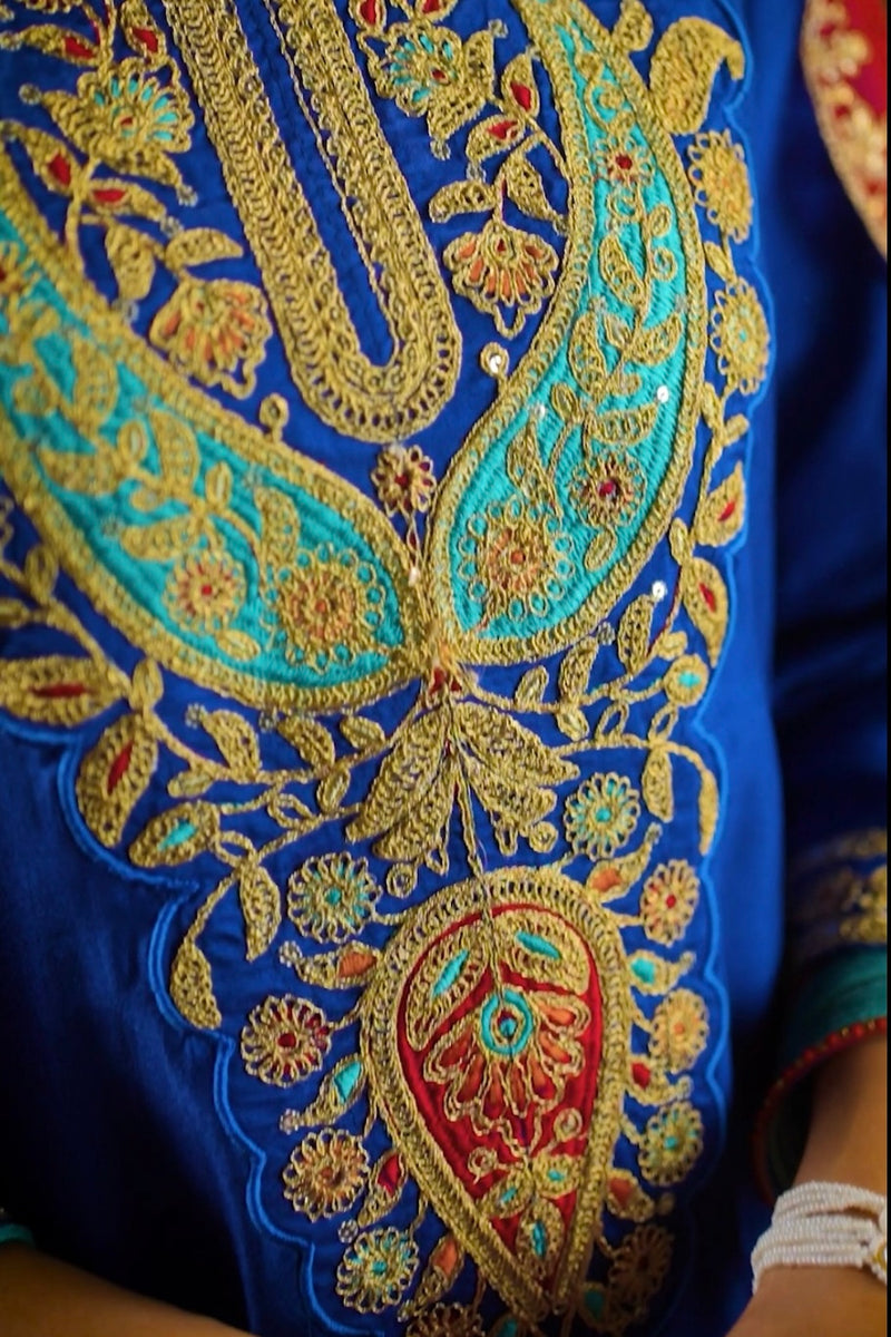 Royal Blue & Red Color-Blocked Set