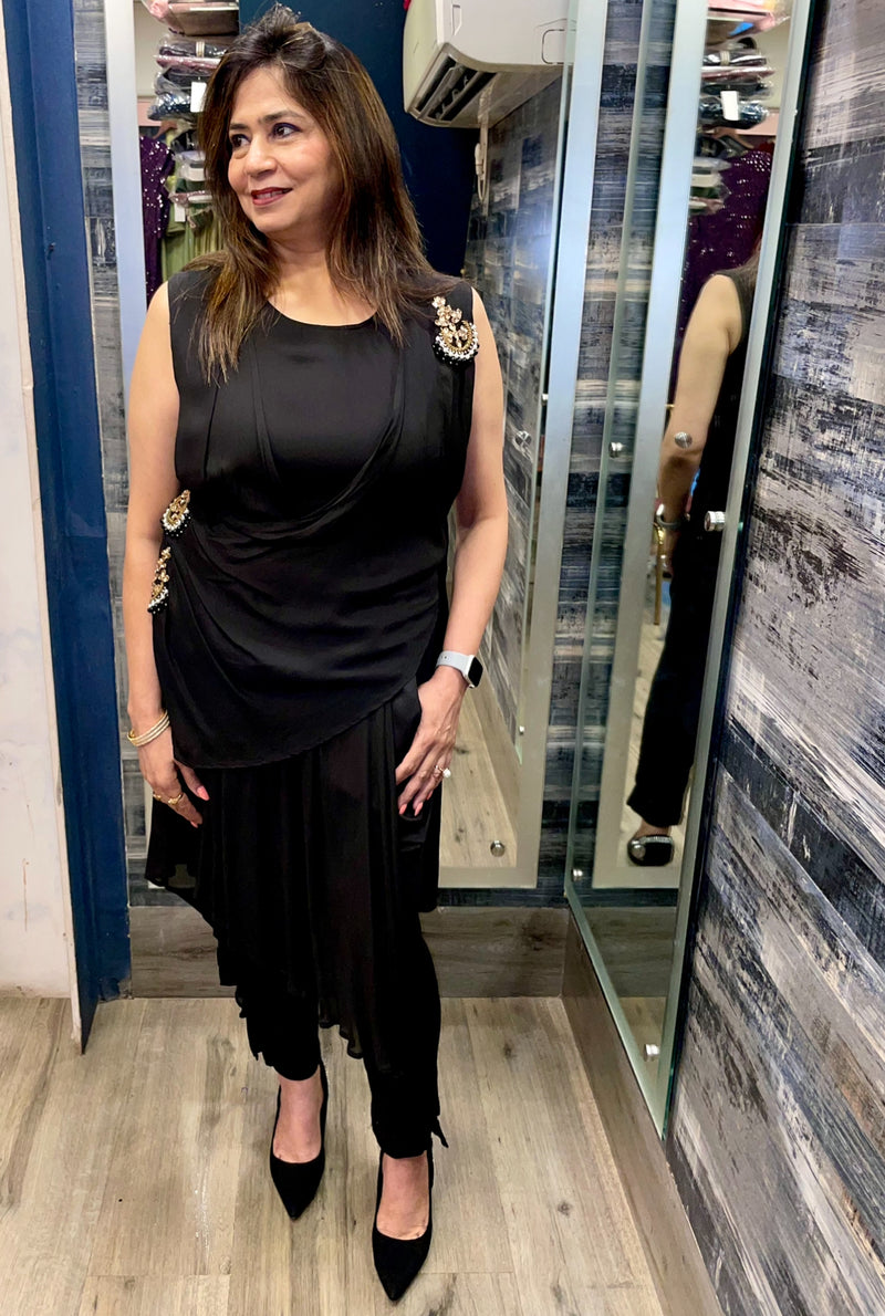 The Glam Noir Draped Co-ord Set