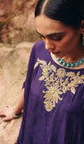 Purple Cape & Foil Print Dhoti Set