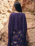 Purple Cape & Foil Print Dhoti Set