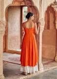 Orange Cowled Dhoti Kurta Set