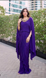 Electric Purple Cape Dhoti Dress