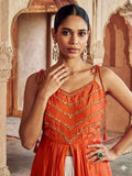 Orange Cowled Dhoti Kurta Set