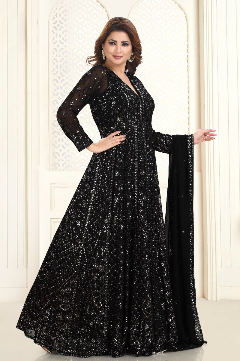 Dazzling Black Anarkali Set