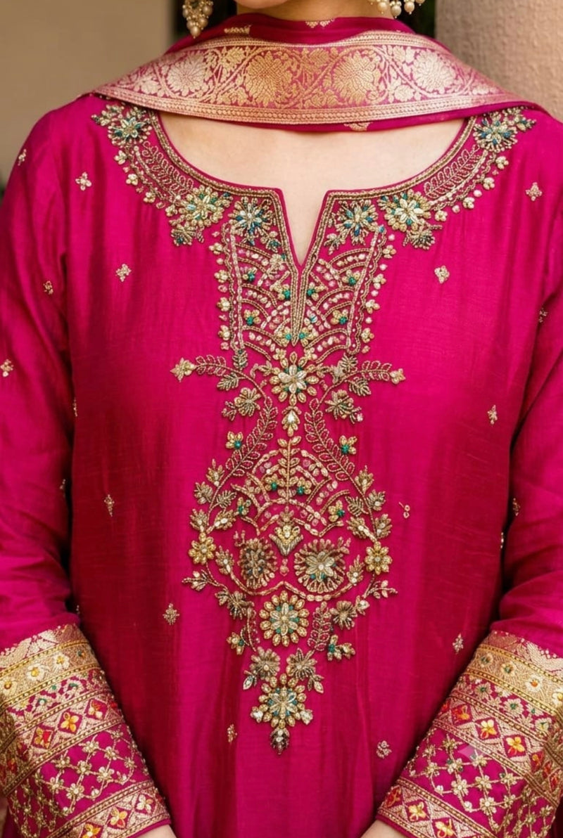 Fuchsia Pink Sharara Set
