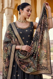 Noor Charcoal Anarkali Palazzo Set