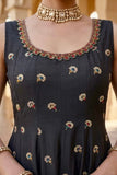 Noor Charcoal Anarkali Palazzo Set