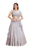 Powder Blue with Pink Lehenga Choli