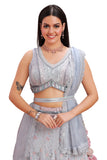 Powder Blue with Pink Lehenga Choli