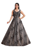 Elegant Black Flower Work Gown