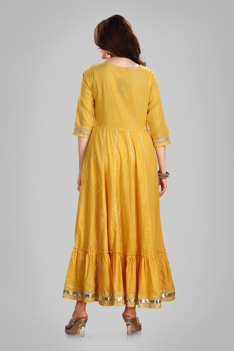 Stunning Yellow Anarkali Suit With Silver Sequins