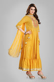 Stunning Yellow Anarkali Suit With Silver Sequins