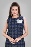 Blue Incut Kurti with Lightweight Dupatta