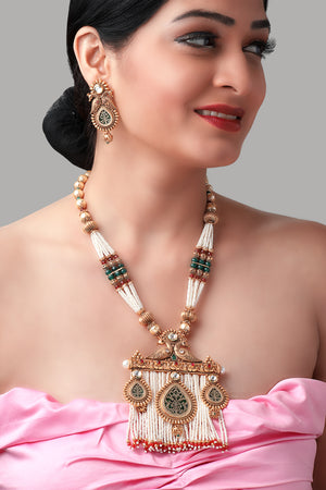 Pearls and Gold set with Meenakari