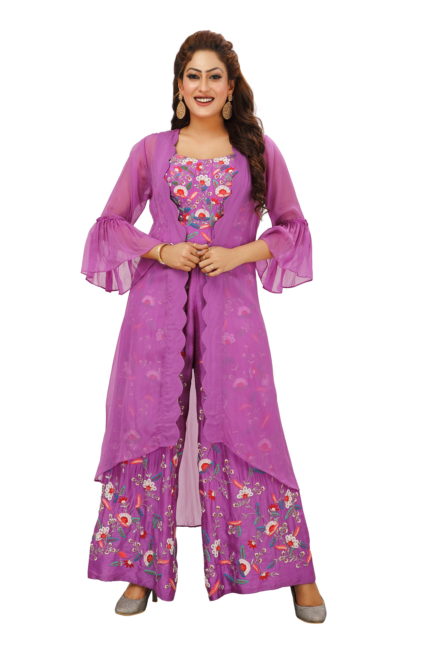 Stylish Purple Silk Jumpsuit