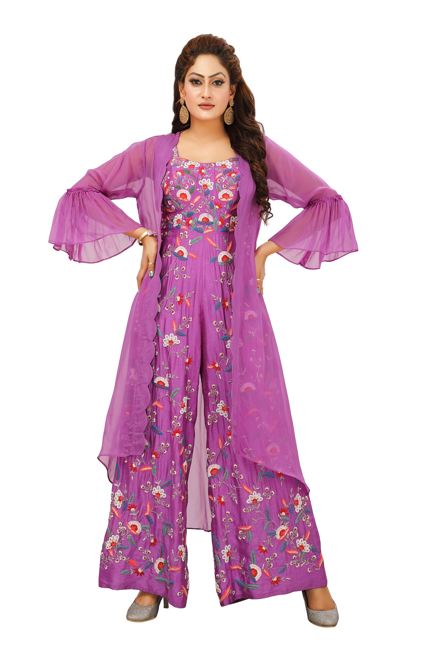 Stylish Purple Silk Jumpsuit