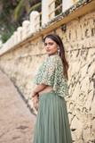 Pistachio Green Lehenga With Cape