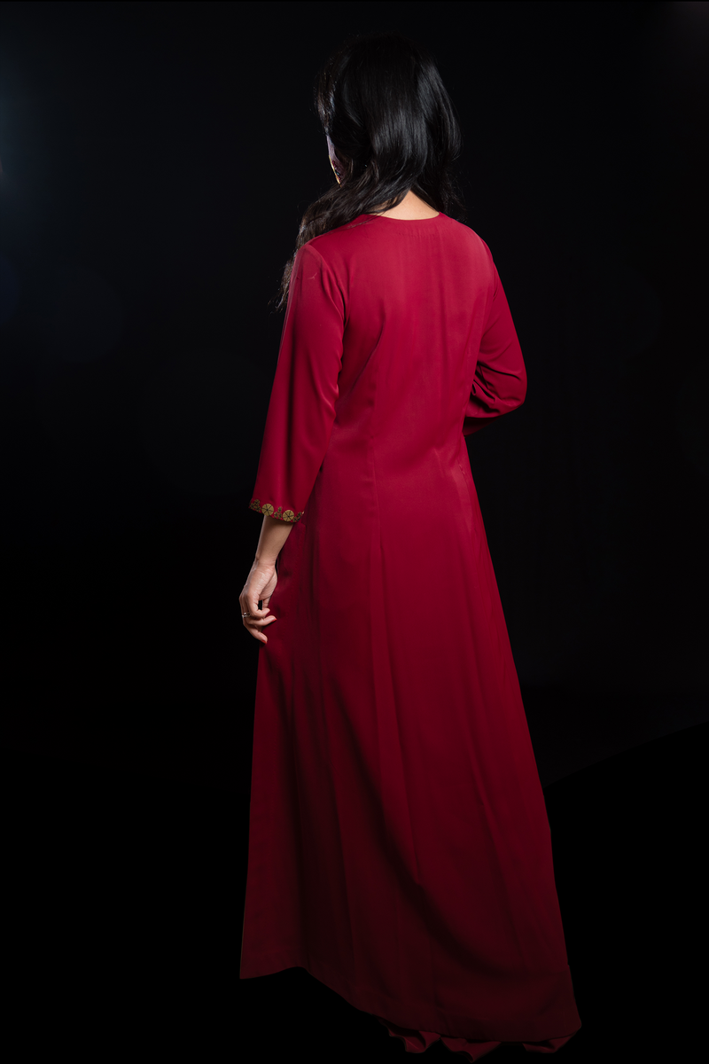 Maroon Dhoti with Cape Top