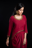Maroon Dhoti with Cape Top