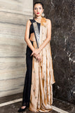 Black and Beige Saree on Palazzo