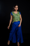 Blue Dhoti with Sequence Cape Top