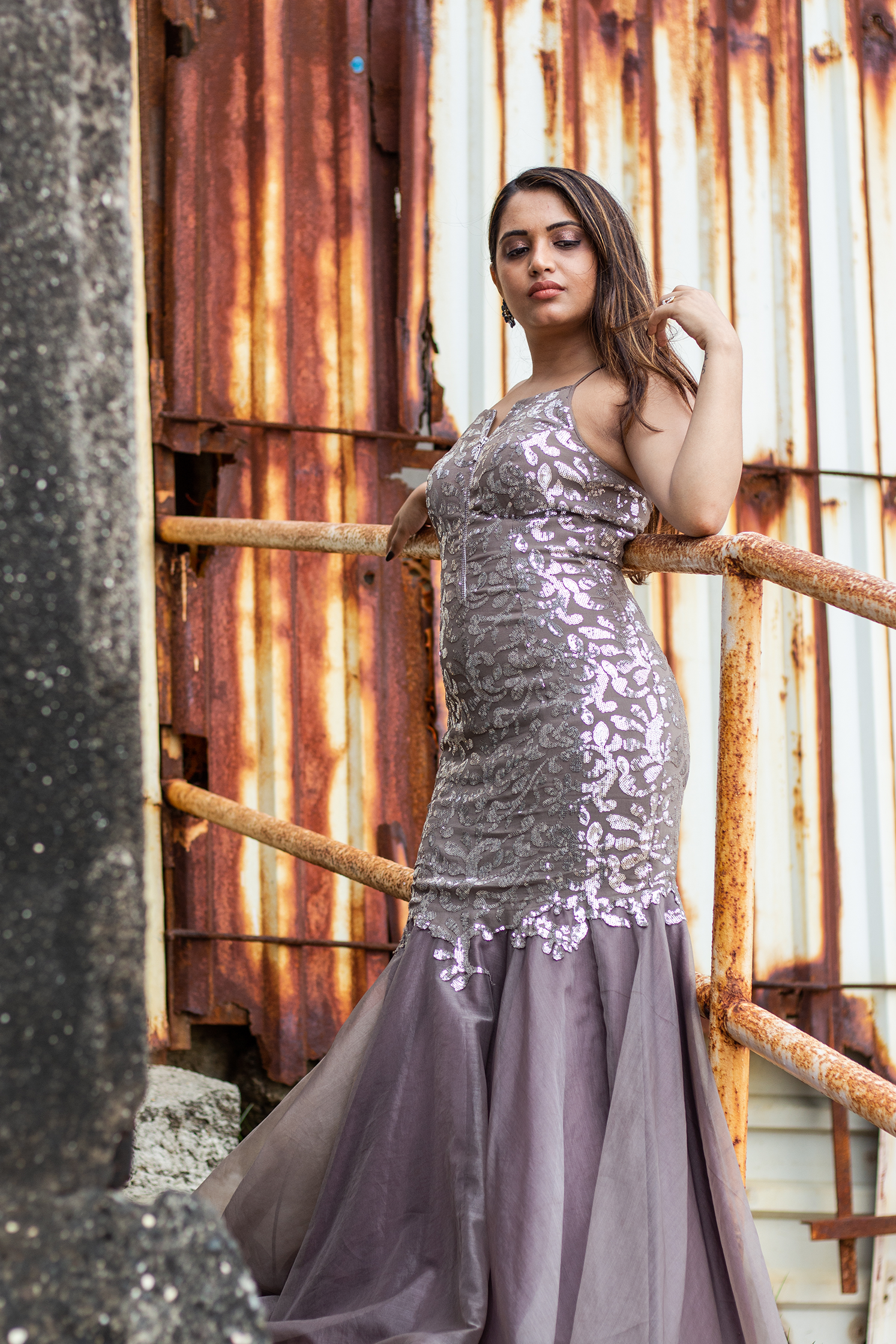Sparkling Gown With Spaghetti Straps