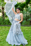 Grey Halter Neck Lehenga