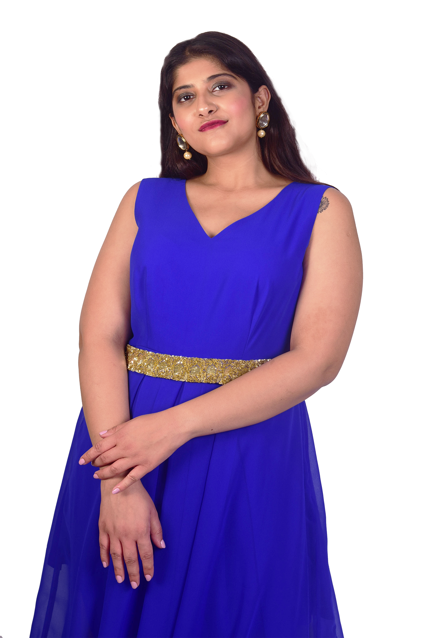 Blue colour one piece dress sales