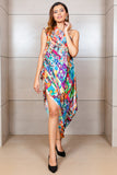 Printed Multi-Color Fitted Dress