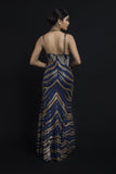 Gold and Midnight Blue Sequence Gown