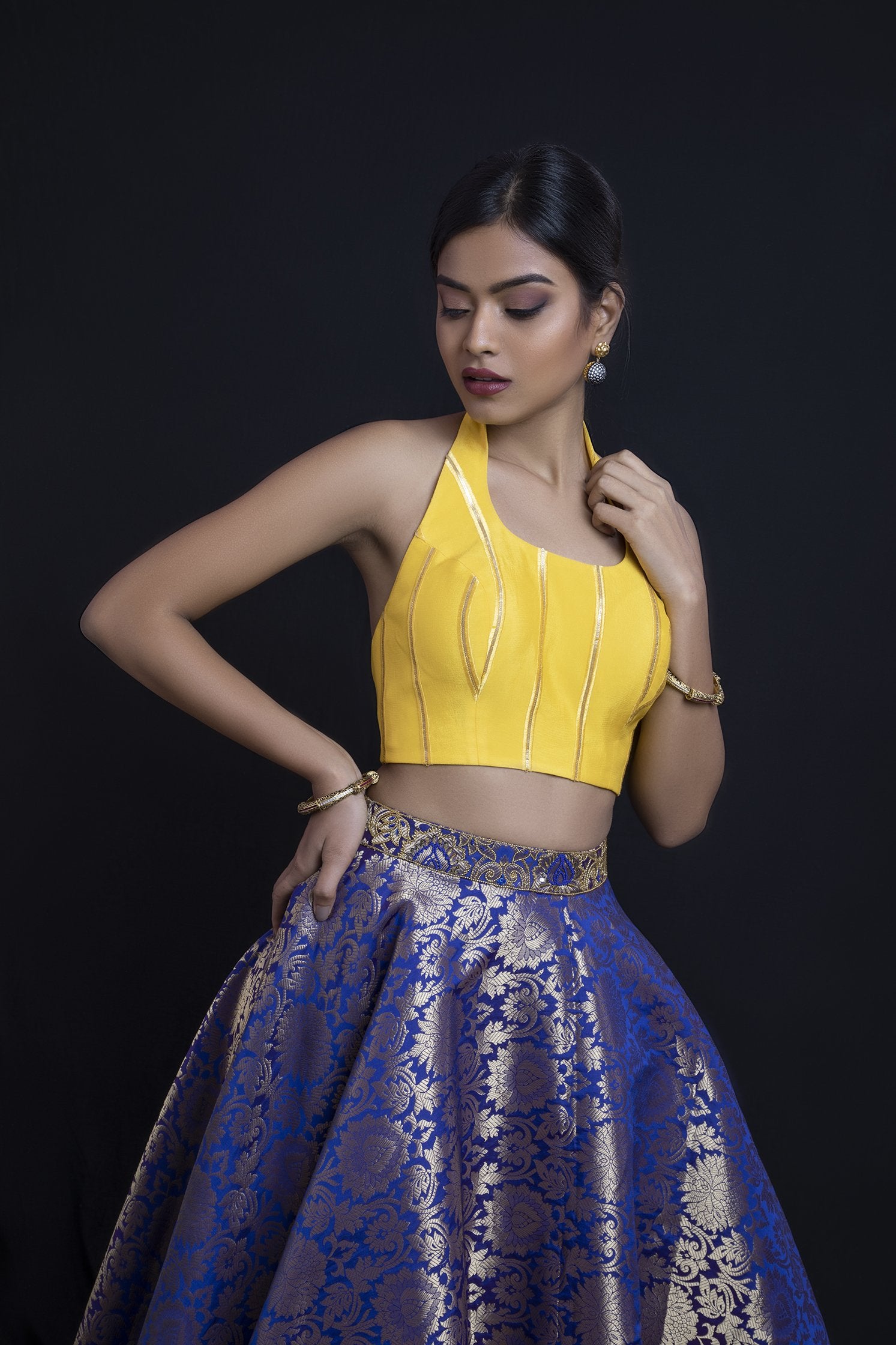 Incut Blouse with a Brocade Skirt – Mehr By Pretty